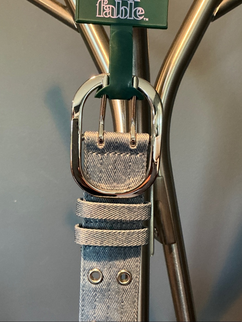 Silver-Buckle Denim Belt in Light Blue - Picture 2 of 8